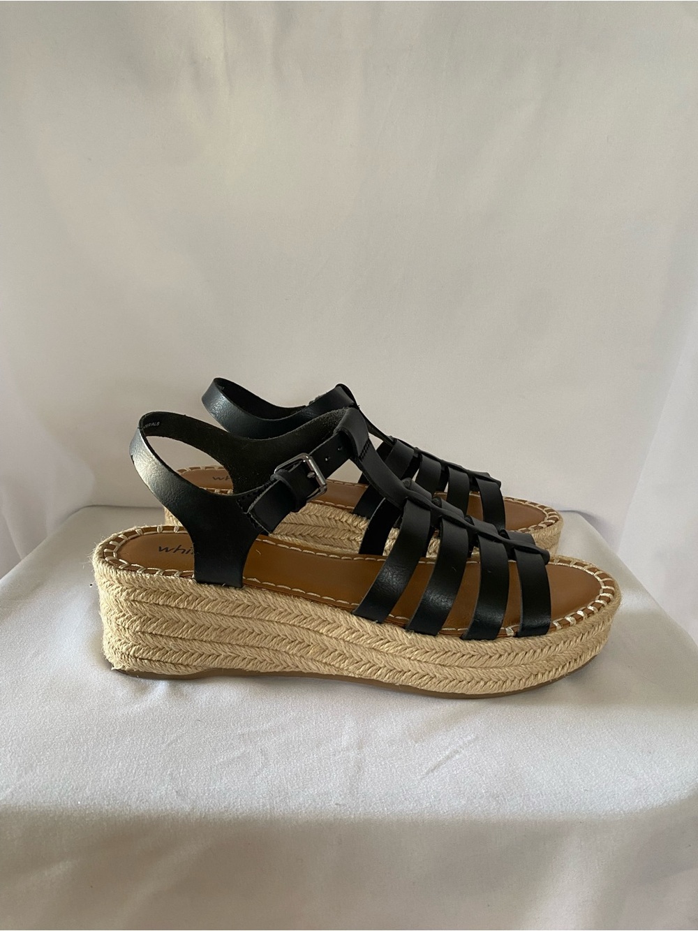 White Mountain Black Espadrille Platform Sandals Size 81/2